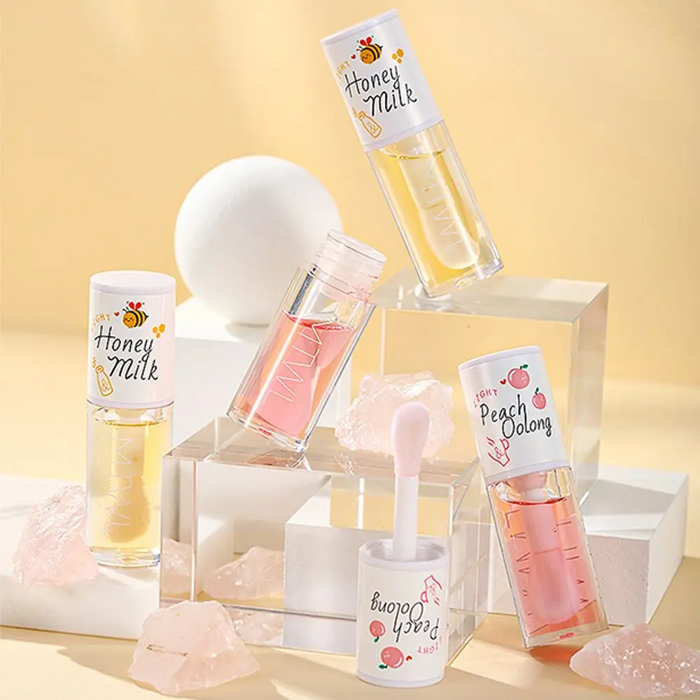 

Kawaii Honey Peach Lip Oil Long Lasting Non-sticky Repair Moisturizing Hydrating Lip Tint Lip Plumper Lip Care Serum