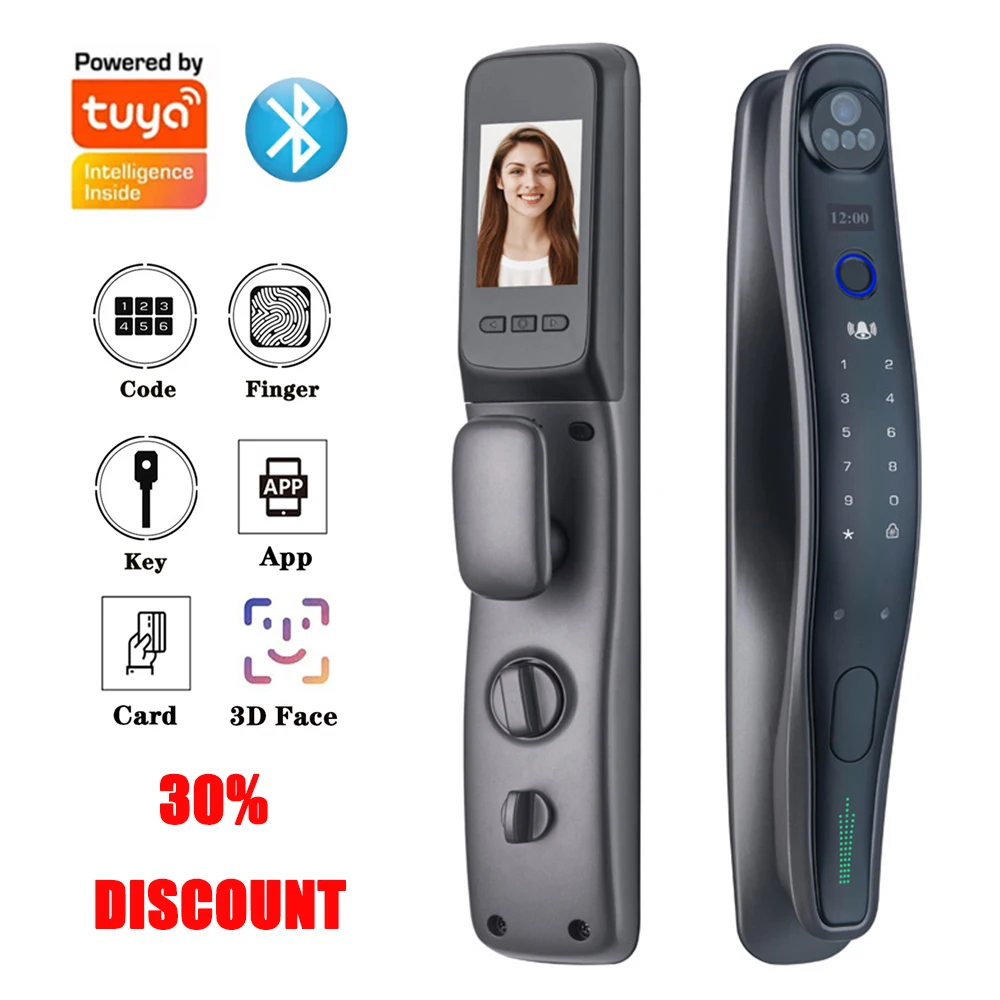

Смарт-замок дверной Tuya с камерой и функцией распознавания лица