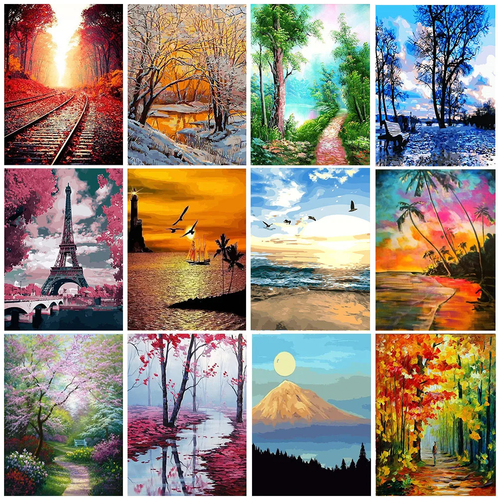 

5D Diy Diamond Painting Natural Scenery of Four Seasons Embroidery Mosaic Art Cross Stitch Kits Home Decor New Arrivals 2023