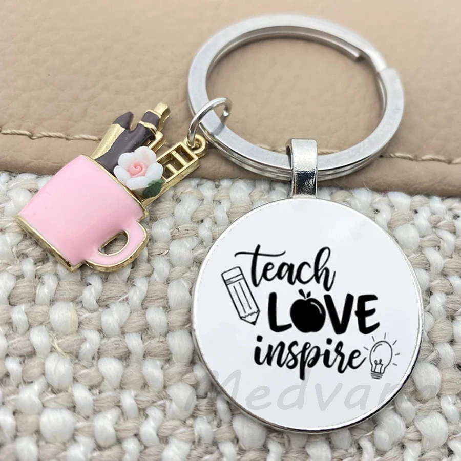 Брелок для ключей Teach Love Inspire на День Благодарения стеклянный купольный брелок