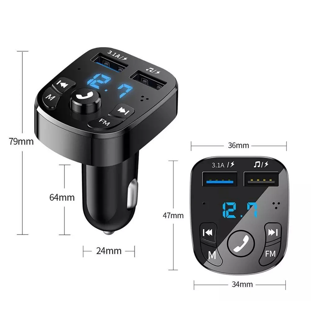 FM-трансмиттер автомобильный с поддержкой Bluetooth 5 0 и 2 USB-портами |