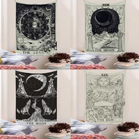 sun moonlight garden moon phases surrounded by black fauna and landscape boho decor wall tapestry bedroom aesthetics