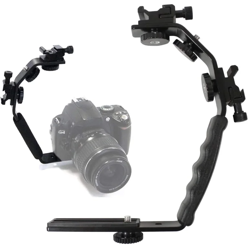 

Photography Video L-Bracket,Heavy Duty Camera Bracket Mount with Cold Shoe Mounts Fit for Flash Light, LED Light Panel,Camcorder