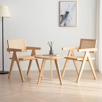 nordic white wax wood dining chair rattan back chair home stay balcony leisure armchair herringbone negotiation chair
