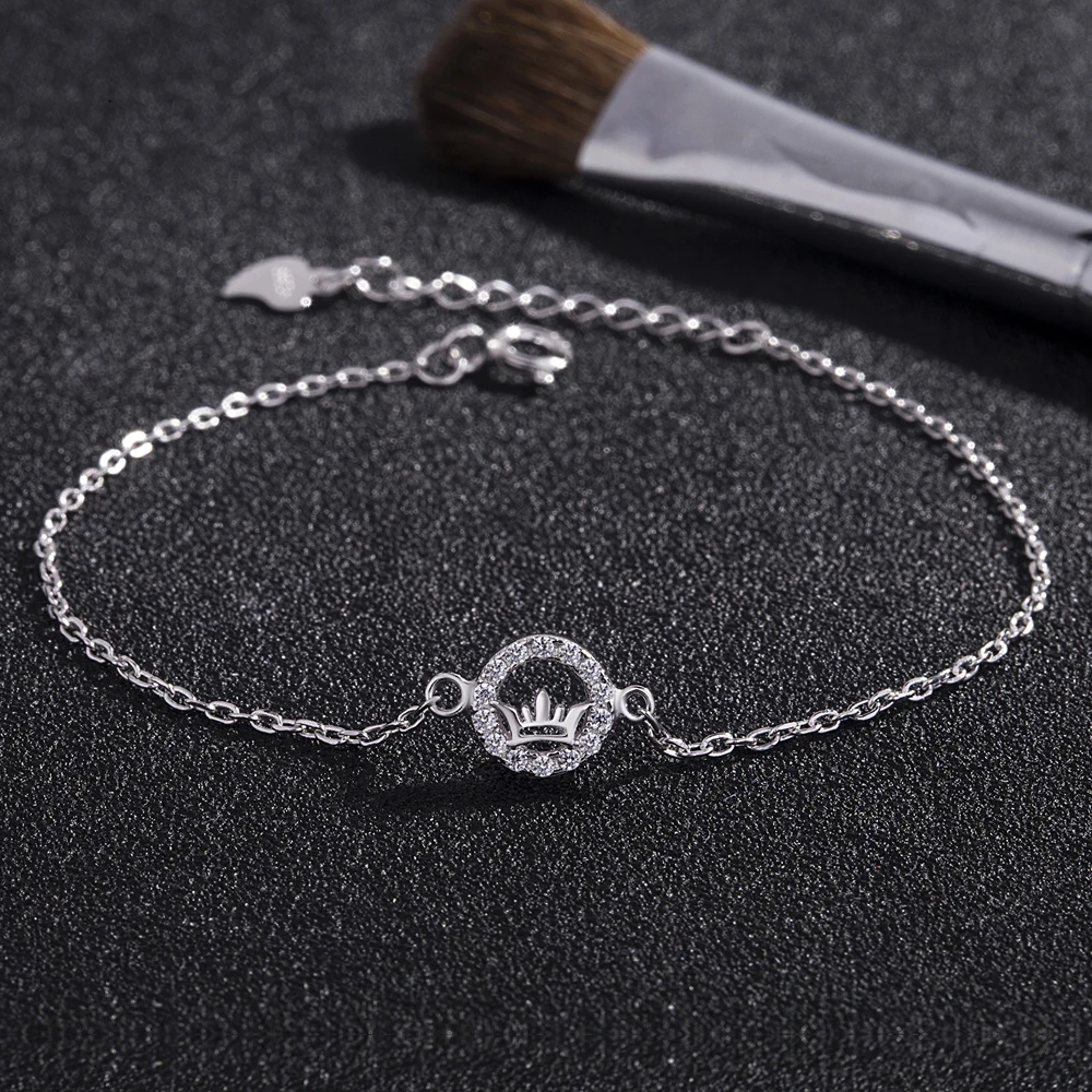 Изысканный тонкий браслет из стерлингового серебра 925 пробы с шармами элегантные