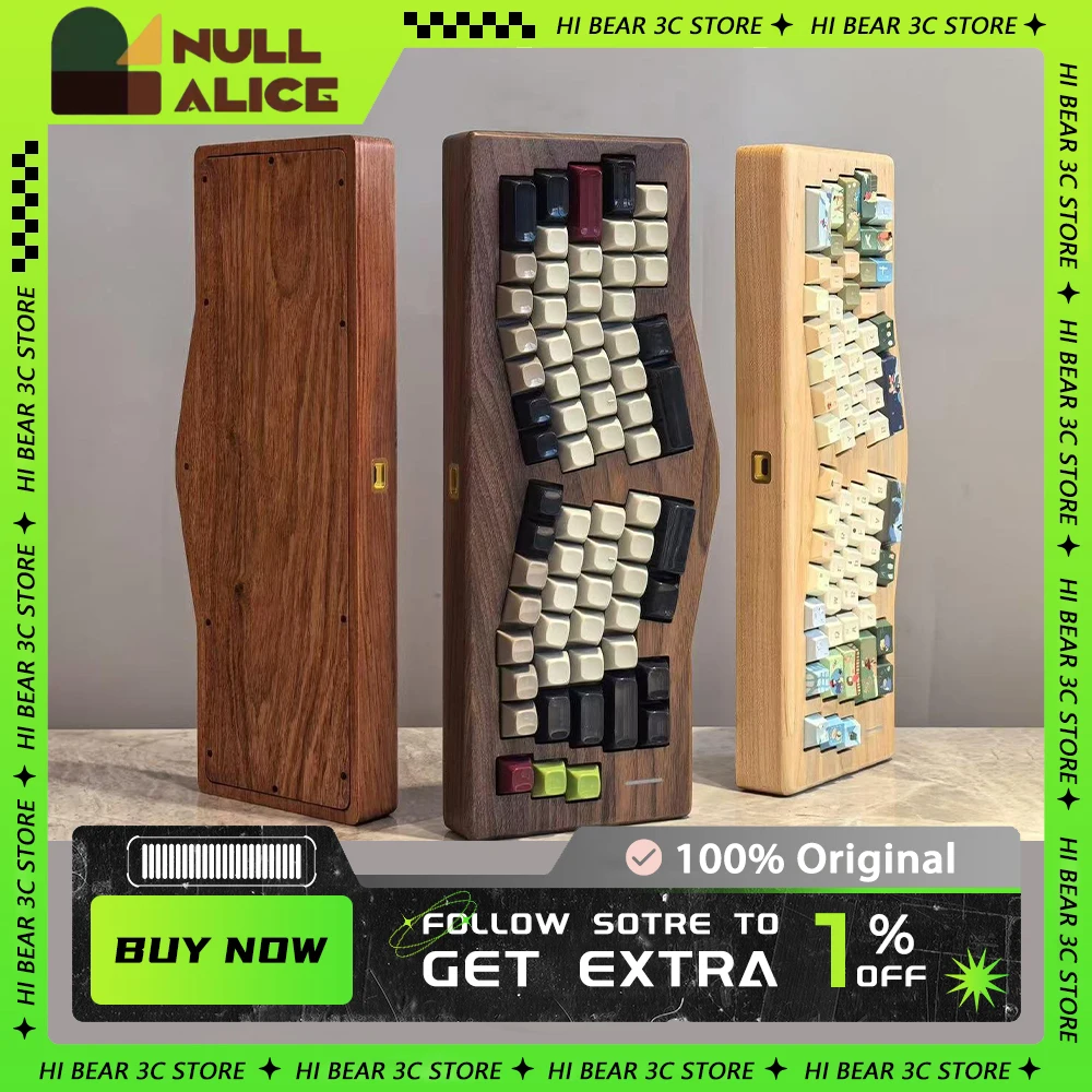 NULL × ALICE Комплект деревянной клавиатуры трехрежимная световая панель из