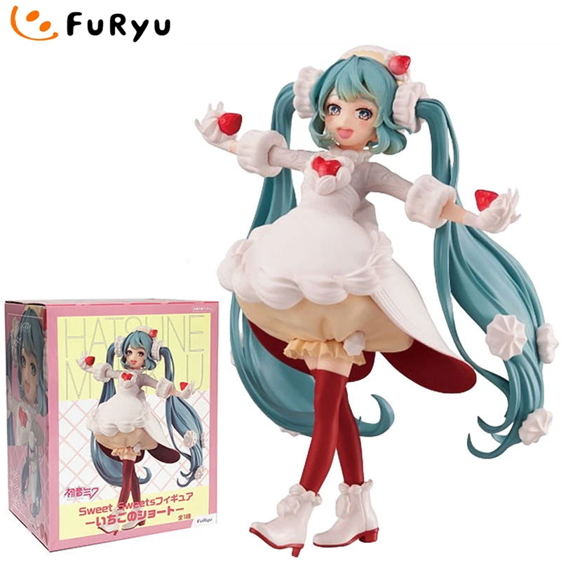 

In Stock Original FuRyu SweetSweets Series Figure Piapro Hatsune Miku Strawberry Shortcake Anime Figure Model Action Toys Gifts