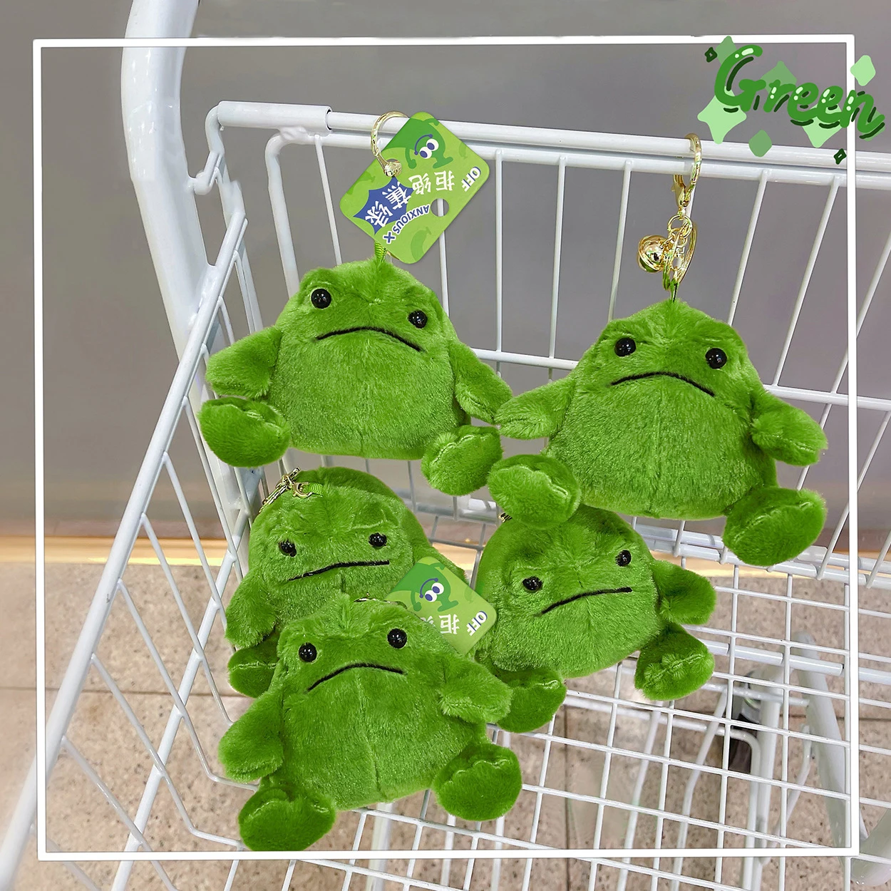 

Cartoon Kawaii Green Small Frog Plush Toy Keychain Pendant Creative Ins Small Frog Backpack Pendant Children's Birthday Gifts
