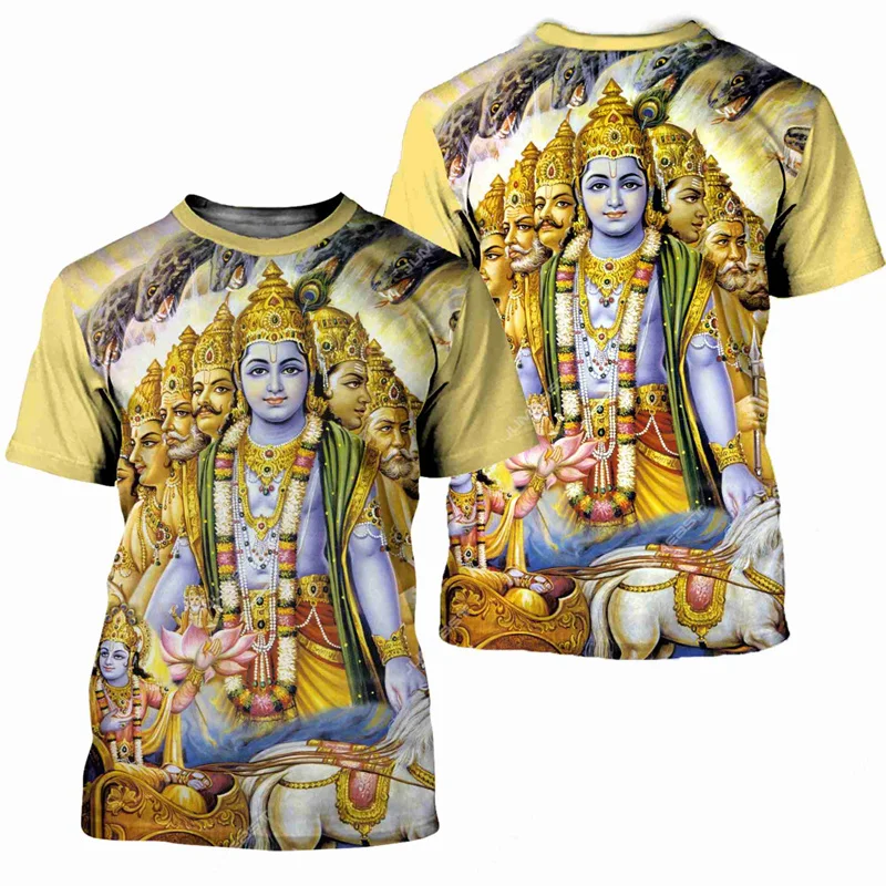 Футболка мужская унисекс с принтом богини и Шивы винтажная коротким рукавом