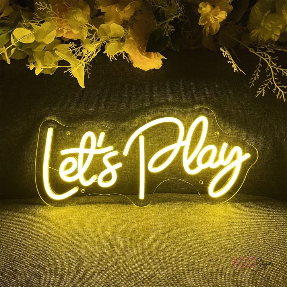 

Lets Play Neon Sign Art Wall Hanging Decor Led Neon Light Wall Decoration Sign for Party Bar Home Room Wall Decor Neon Lamps