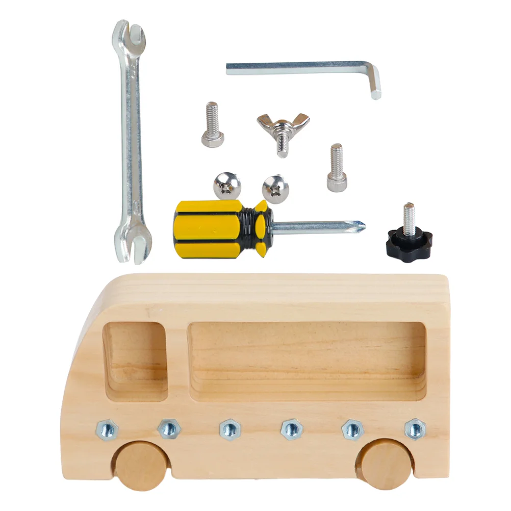 

Preschool Toys Screwdriver Board Kids Puzzle Toys Screw Driver Board Toddler Car Toys Montessori Toys 3 Combination Screw Bus