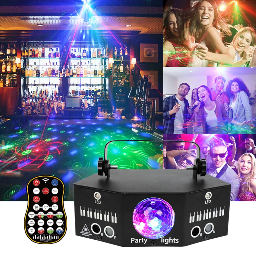 New RGB Disco DJ Beam Laser Light Projector DMX Remote Control Strobe Stage Lighting Effect Xmas Party Holiday Halloween Lights