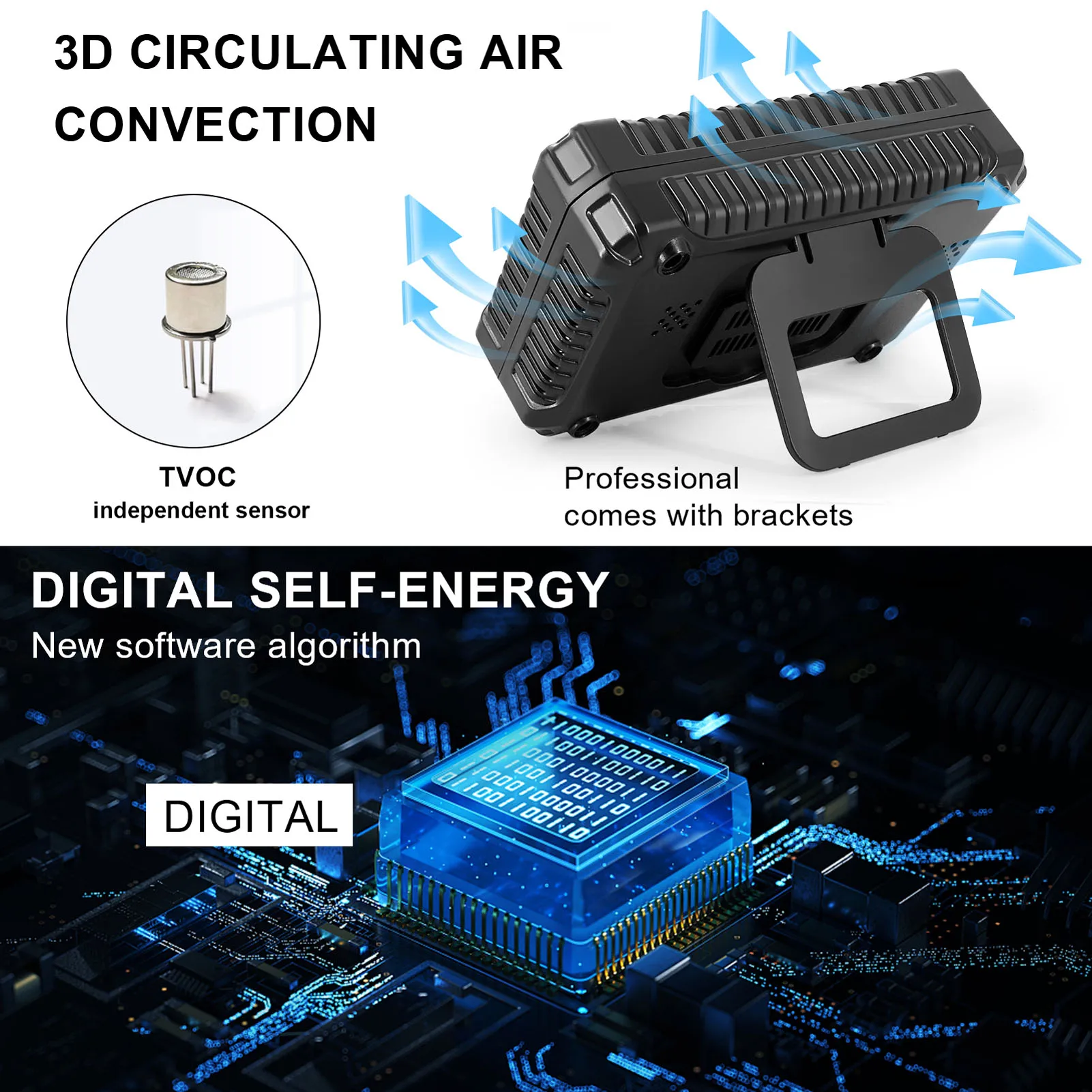 5 In 1 Air Quality Detector Monitor Carbon Dioxide HCHO CO2 TVOC Temperature Humidity Gas Analyzer | Инструменты
