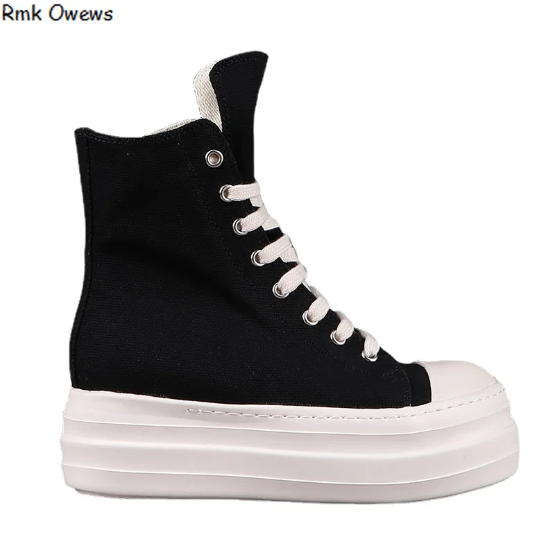 

Rric Owees women's winter autumn winter new spring and autumn classic high-top canvas thick-soled double-layer shoes