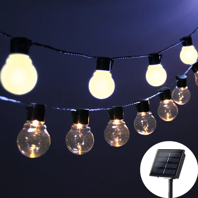 

10/20/30LED Solar Light Outdoor Garland Street G50 Bulb Solar Fairy Lights Outdoor for Solar Garden Lighting External Solar Lamp