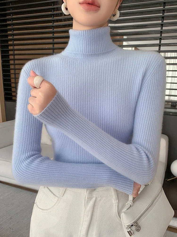 High-End Good-Looking Turtleneck sweater Women 2024 Autumn New Inner wear Slim fit Slimming Knitted Thickened Bottoming Shirt