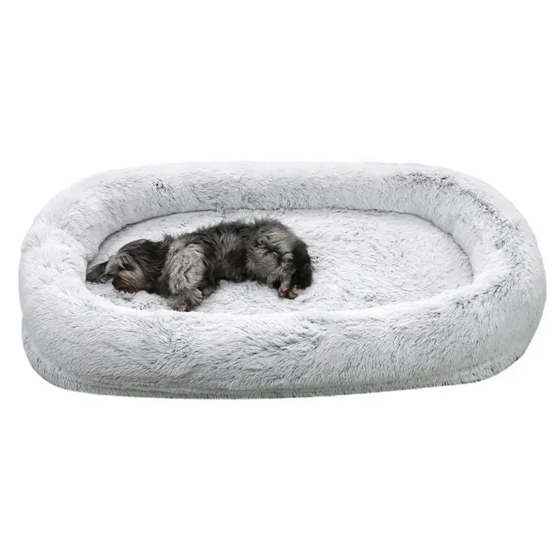 

Plush Dog Beds Fluffy Puppy Pad With Skid Bottom Gray Pet Human Fluffy Mats For Keep Warm Soft Household Pet Napping Relaxing