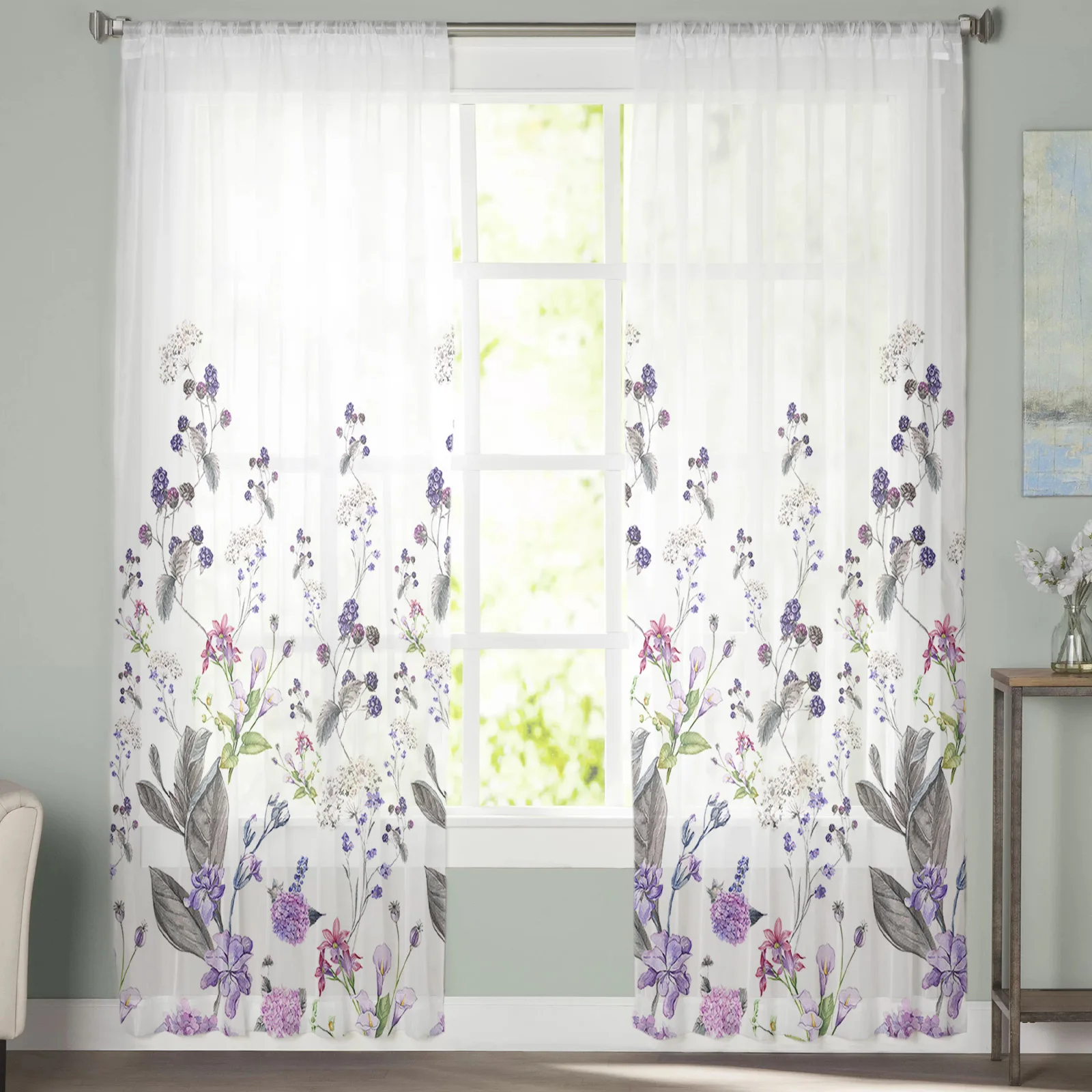 

Plants Flowers Ethnic Placemats Tulle Curtains For Living Room Bedroom Kitchen Curtains Decorative Sheer Curtains