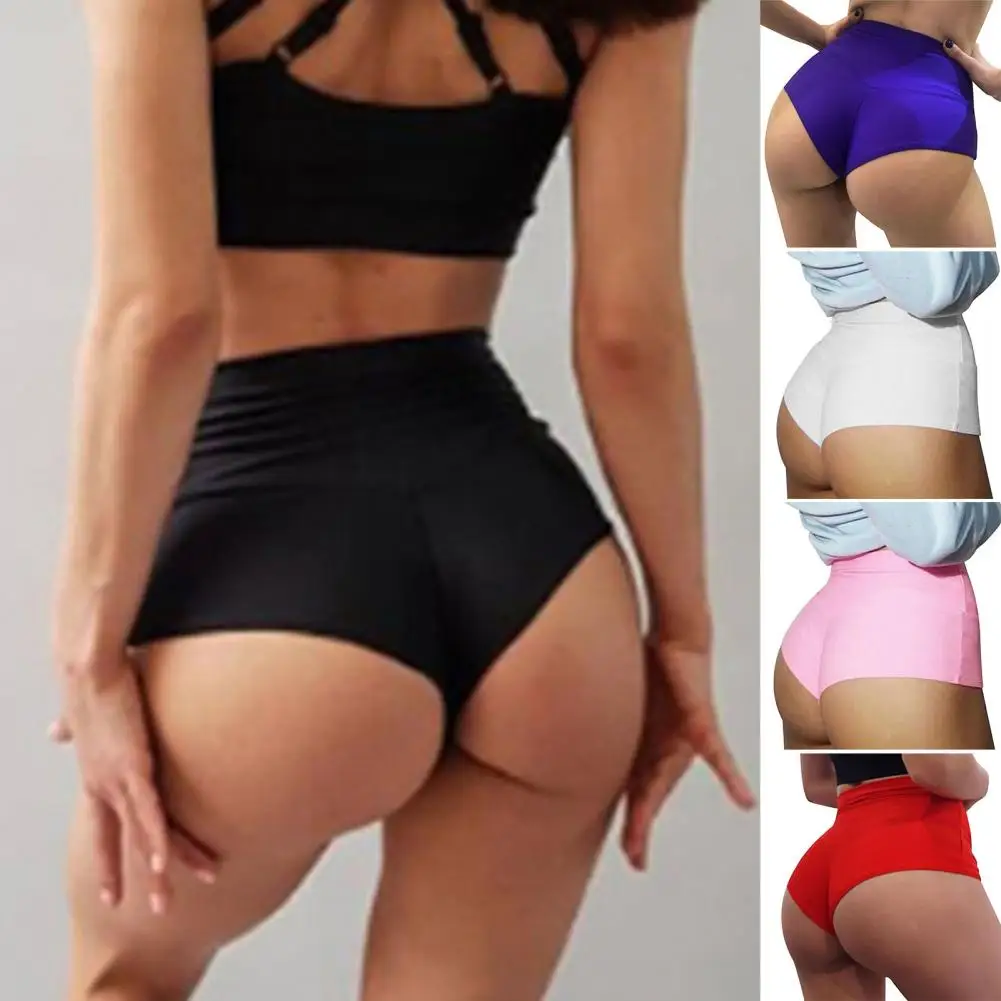 

Summer Workout Fitness Shorts Seamless Women High Waist Shorts Stretchy Breathable Cool Solid Color Booty Shorts for Dancing