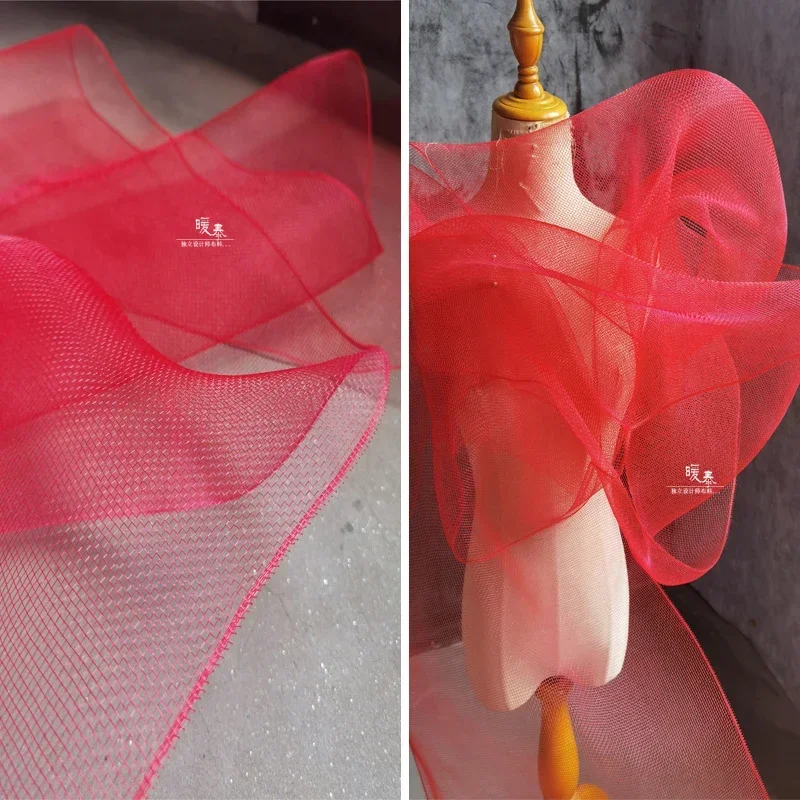 

Сетчатая Ткань, красная одежда, дизайнерская Пышная юбка-трансформер, одежда для шитья, оптовая продажа, ткань для изготовления своими руками