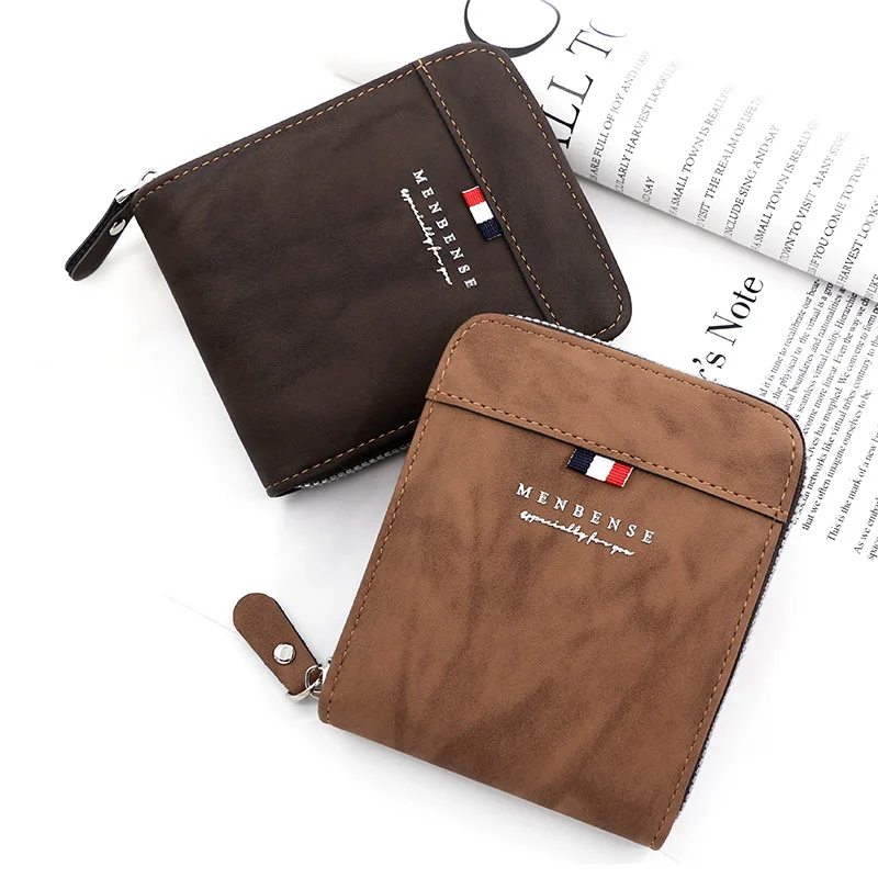 Men's Wallet Small Bifold Purse ID Credit Card Holder Portemonnee Large Capacity Zipper Casual Coin Purse Male Around Money Bag