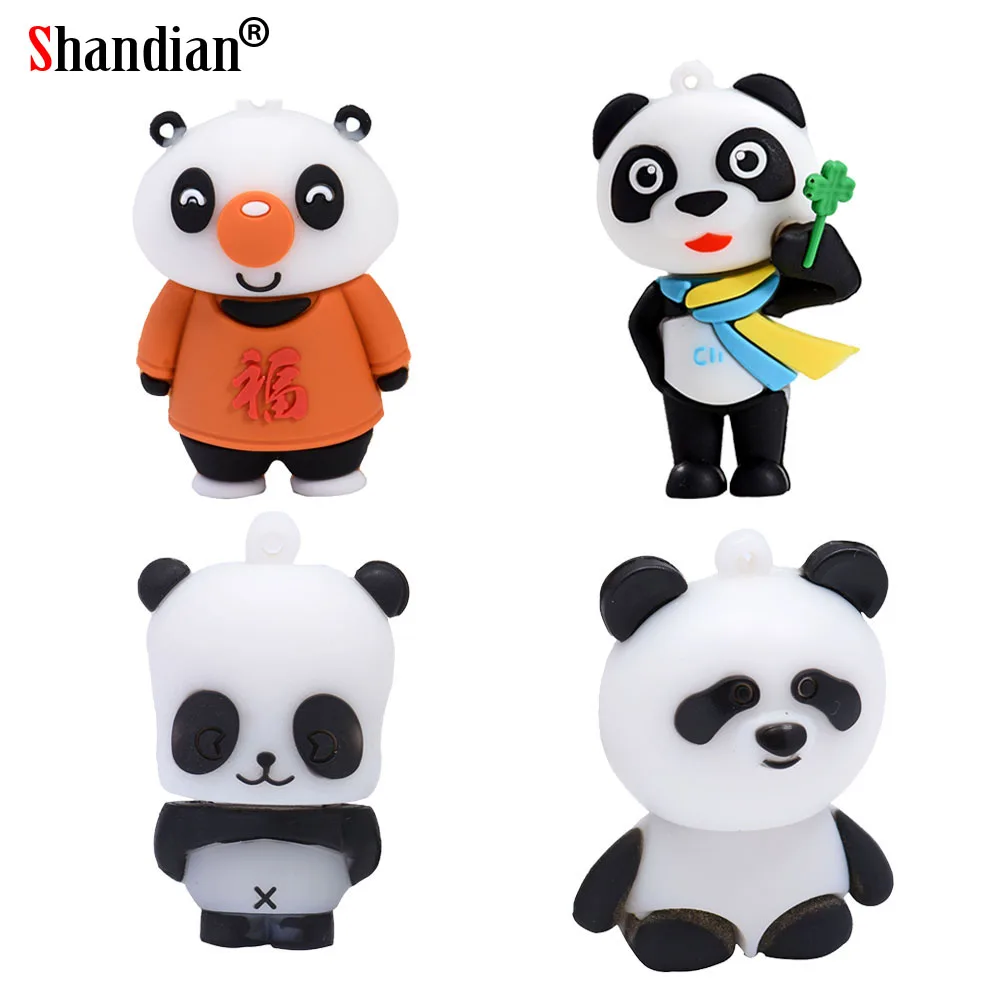 

SHANDIAN Panda Pen Drive 64GB Cartoon USB Flash Drives 32GB Memory Stick Free Key Chain 16GB Pendrive External Storage USB Stick