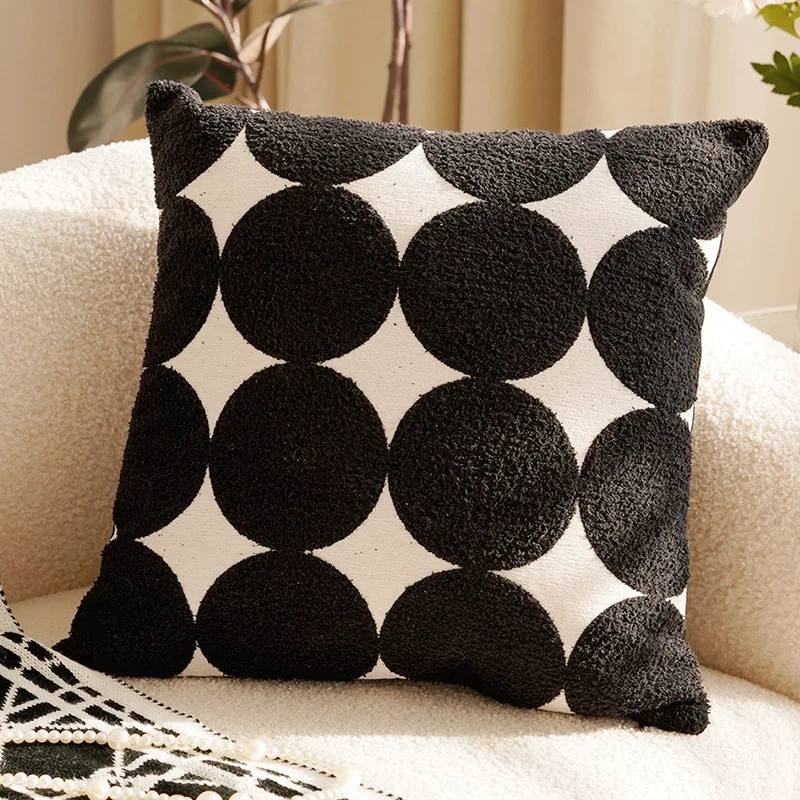 

Французский ретро чехол на подушку 45x45, черно-белая полосатая