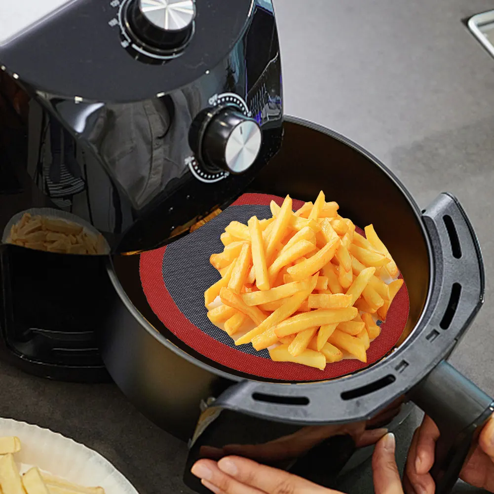 

Круглая подкладка для фритюрницы, Многофункциональный кухонный коврик для приготовления пиццы, не прилипает, легко чистится, многоразовый,...