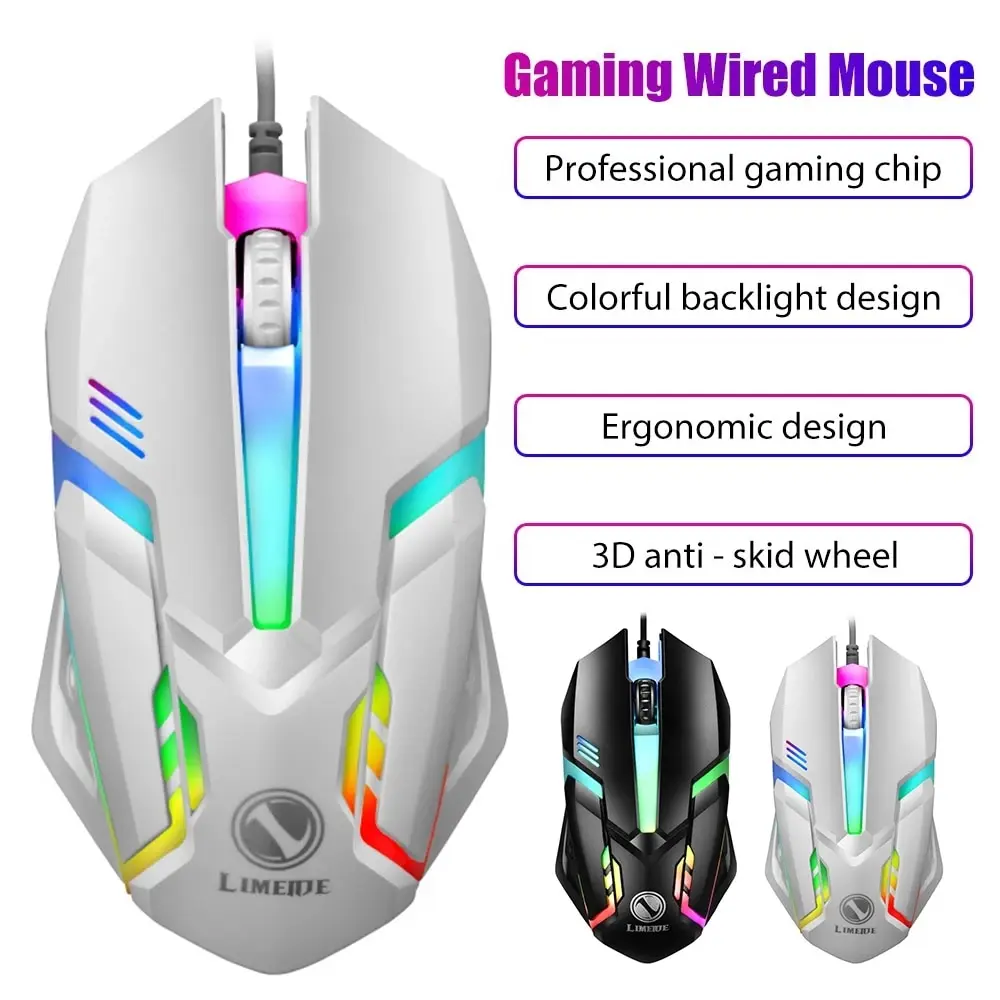 

New 1200DPI Sports LED Luminous Backlit Wired Mouse USB Wired For Desktop Laptop Mute Business Office Computer Gaming Mouse