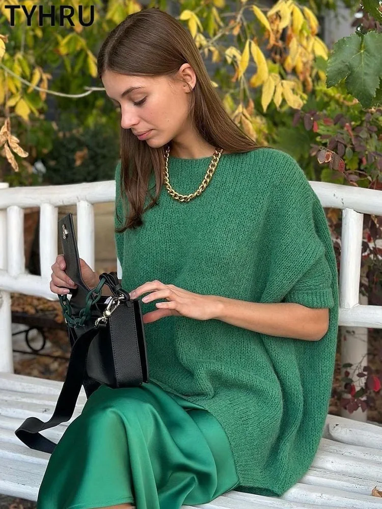 

TYHUR Spring Autumn Sweaters Women's Fashion Sexy Candy-colored O-neck Sweater Loose Batwing Sleeve Pullover Sweater