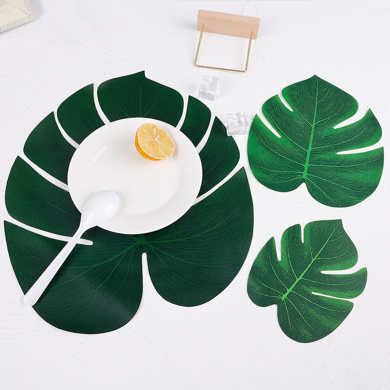 

6Pcs Tropical Palm Leaves Artificial Green Leaves Simulation Silk Turtle Leaves Home Beach Wedding Party Decorations Photo Props
