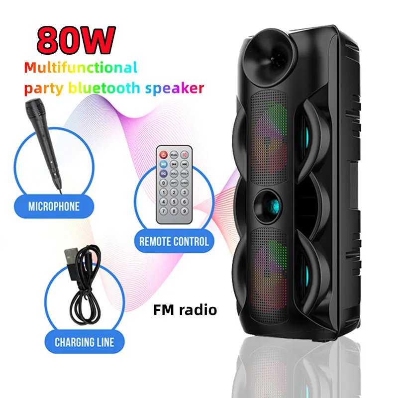 

Outdoor Dual 8-inch boombox Square Dance Bluetooth Speaker Portable 360 Stereo Wireless Card Subwoofer K Song Large caixa de som