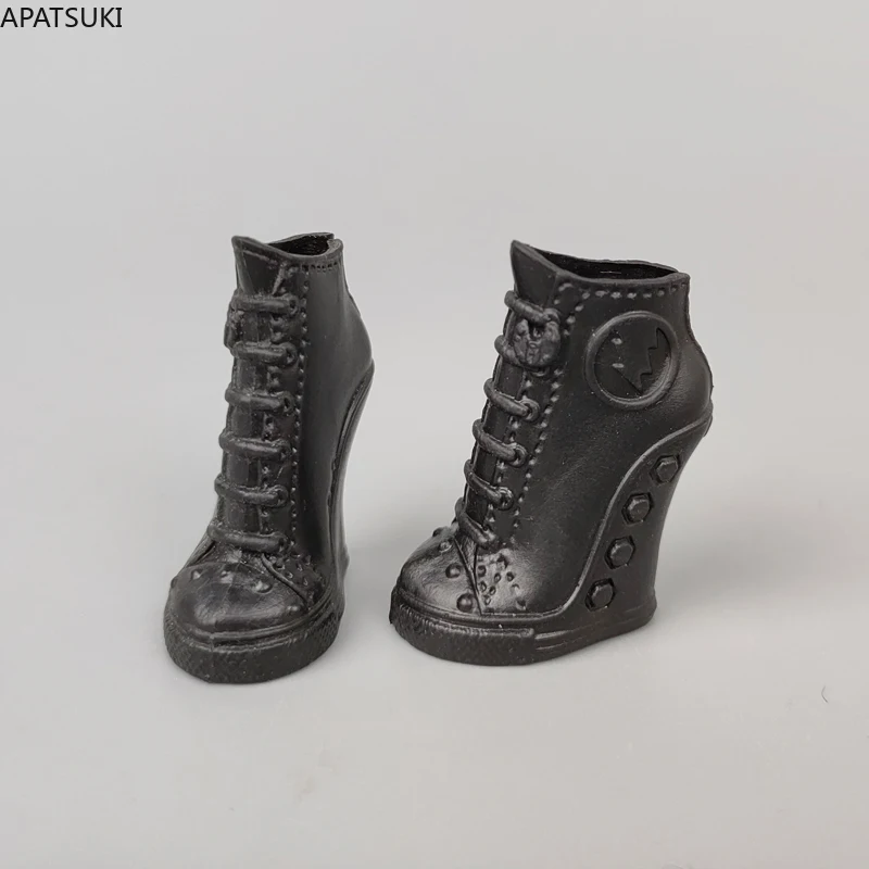 

Черные модные кукольные ботинки для кукол Monster High, Ботинки на каблуке, аксессуары для кукол 1/6, короткие ботинки для демонов, куклы-монстры
