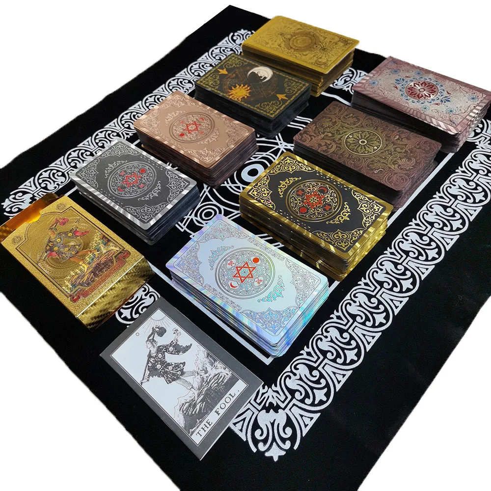 Роскошная Карта Таро из золотой фольги Горячее тиснение ПВХ водонепроницаемая и