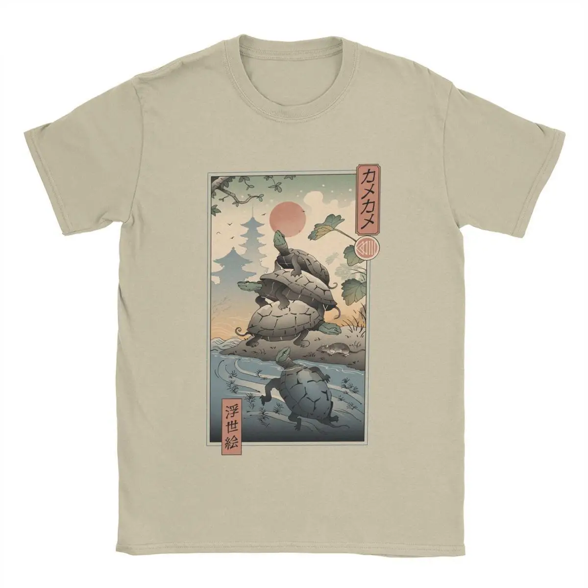 

Kame Kame Ukiyo-e Turtles T-Shirts for Men Japanese Art Casual Pure Cotton Tee Shirt O Neck Short Sleeve T Shirt Original Tops