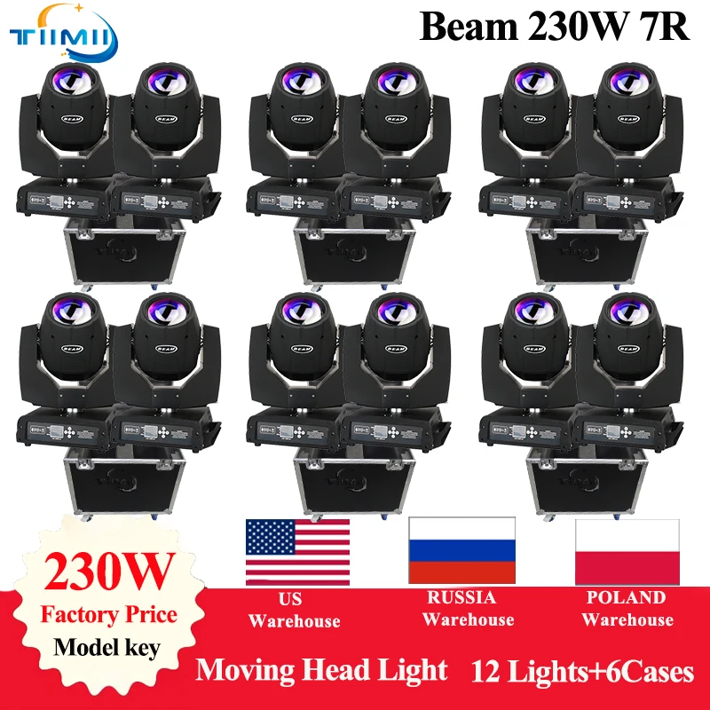 

Без налога 6 flightcase 12 шт. Lyre Beam 230 Вт 7R движущаяся голова светильник с чемоданом Sharpy Beam 7r 230 Stage светильник Move Head Wash