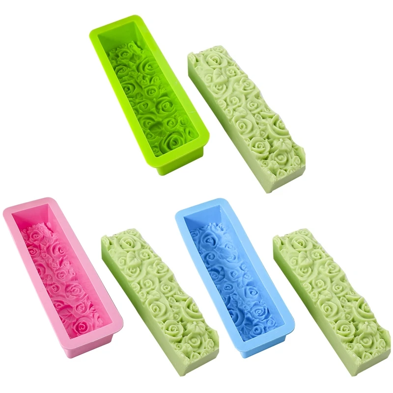 

Cuboid Rose Flower Shape Handmade Soap UV Crystal Epoxy Mold Candle Aroma Plaster Resin Silicone Mould DIY Crafts Mold