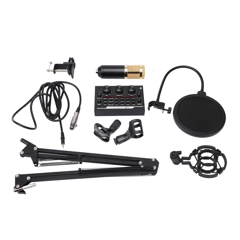 

Condenser Microphone Bundle, BM-800 Mic Kit With Live Sound Card, Adjustable Mic Suspension Scissor Arm