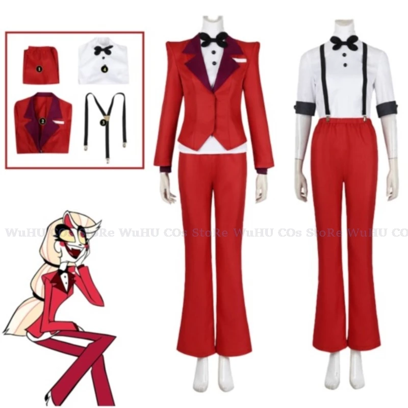 Фото Yume/Аниме Hazzbin Cos Charlie Morningstar Косплей Мультфильм Отель Фантазия Костюм Взрослых Женщин Униформа Парики Хэллоуин Карнавал S №1