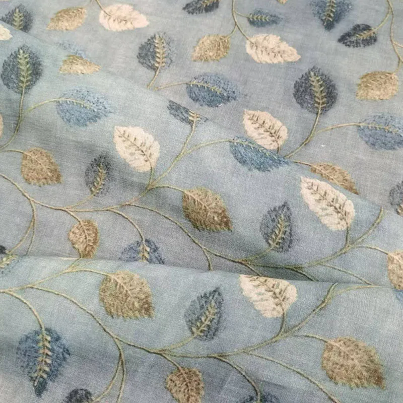 Натуральная живопись льняная ткань Рами с принтом для платья чистое летнее