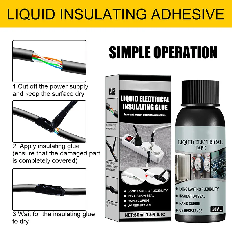

1pc 50ml Black/White Insulating Liquid Adhesive Liquid Professional Electrical Insulating Protect Glue DIY Seal Sealant Liquid