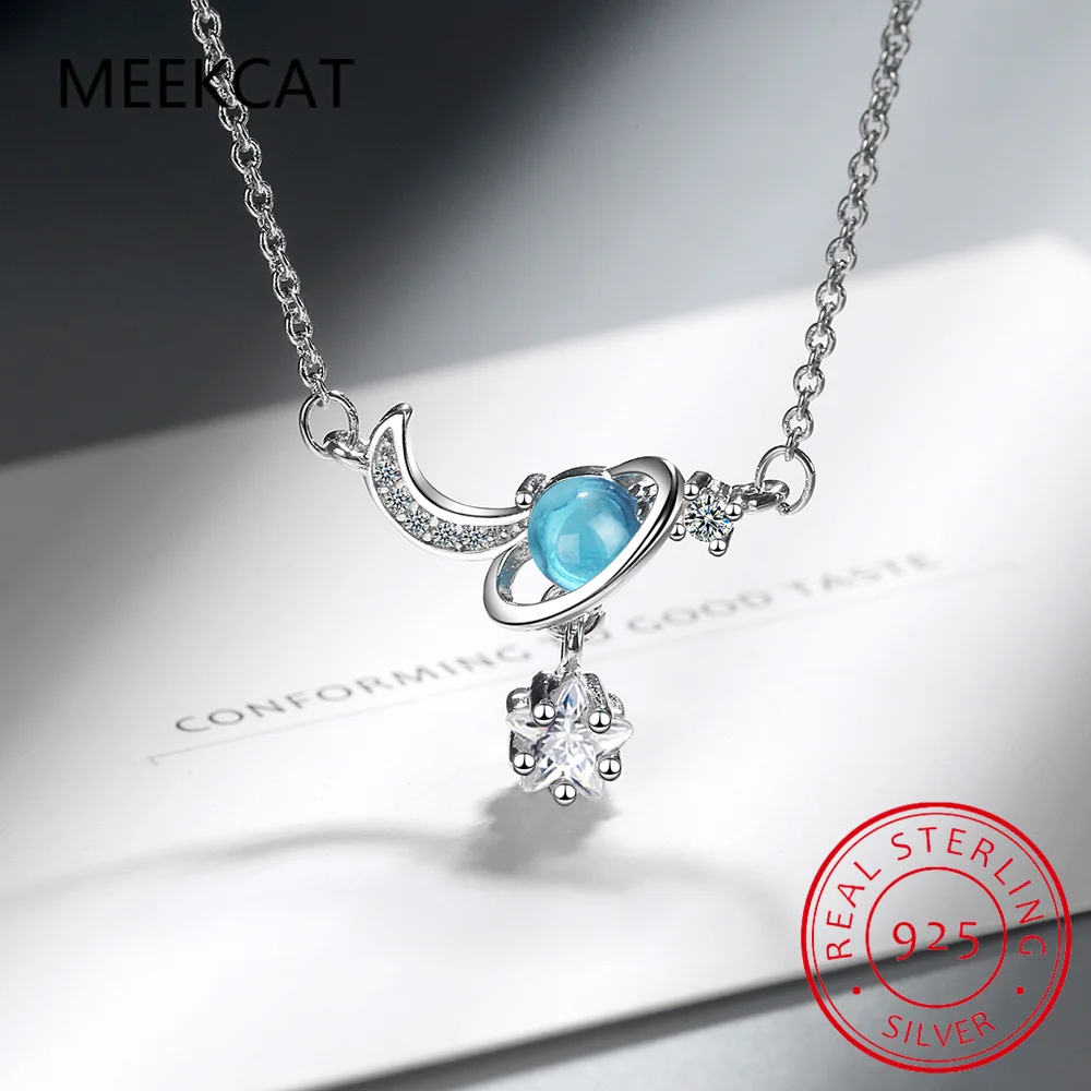 Женское ожерелье из серебра 925 пробы с синей искусственной кожей