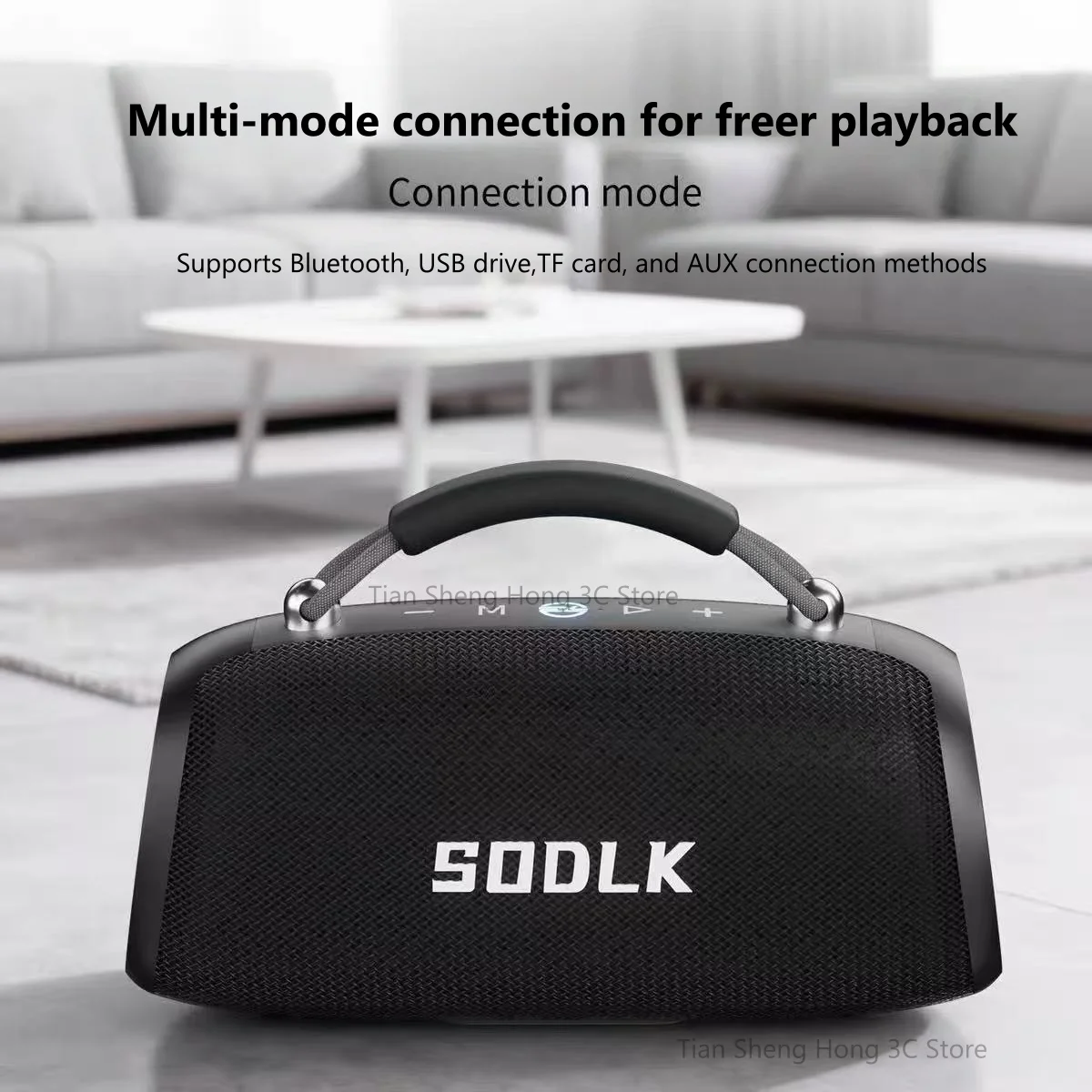 Фото Беспроводная Bluetooth-колонка T330, 100 Вт, с сабвуфером, мощными басами, RGB-подсветкой, для улицы, водонепроницаемая IPX6, для кемпинга и походов, музыкальный плеер №3