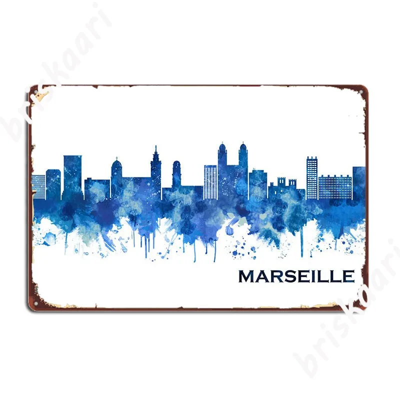 

Marseille France Skyline Poster Metal Plaque Custom Wall Pub Wall Plates Tin Sign Posters