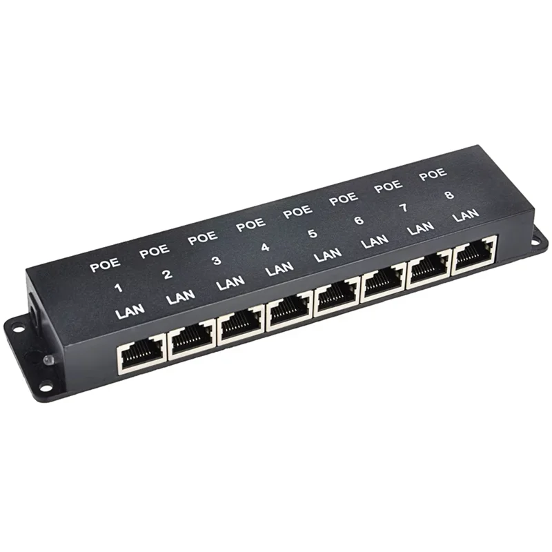Фото Для IP-камеры, беспроводная точка доступа, 24 В, 48 В, Ethernet, инжектор питания через оптоволокно (Poe), POE-8, пассивный, 8-портовый, 100 Мбит/с, силовое устройство среднего размера №2