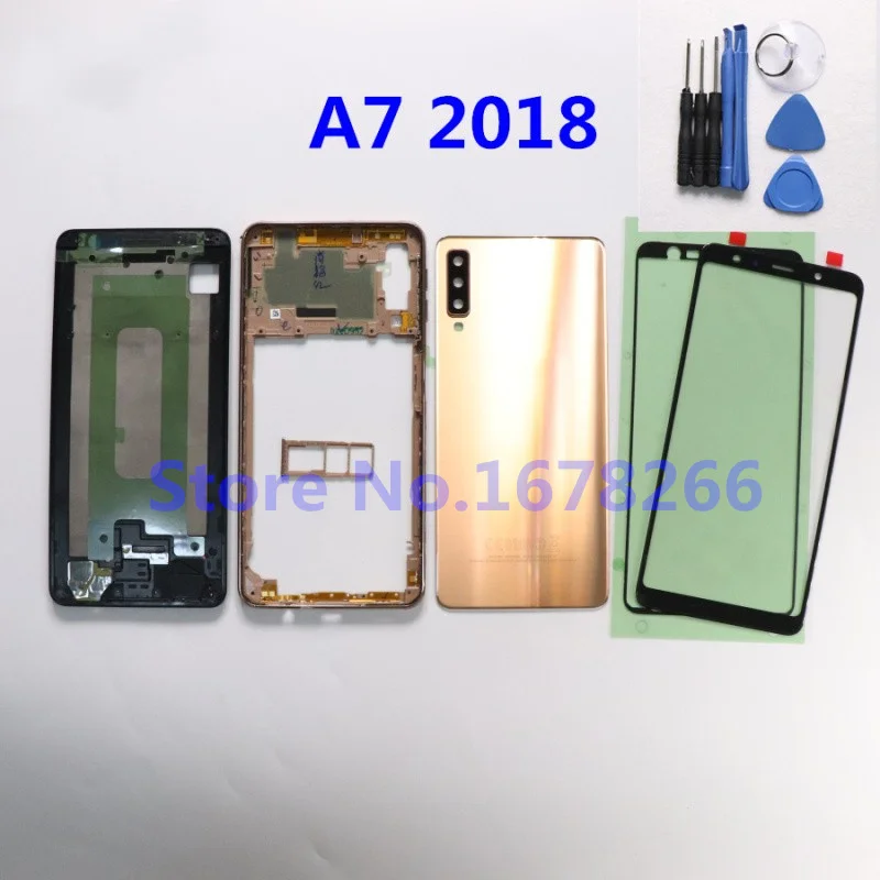 Чехол для SAMSUNG Galaxy A7 2018 A750 A750F A750F/DS полностью закрывающий корпус Задняя стеклянная