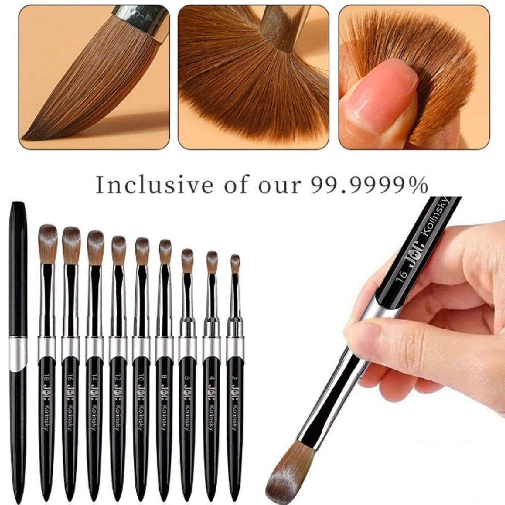 99.99% Kolinsky Nail Brush Acrylic Set Gel Carving Pen Nails accessories and Tools Nail Art Brushes Set for Acrylic Application
