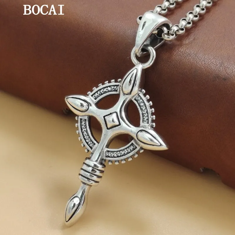 BOCAI S925 Стерлингового Серебра Хип-Хоп Личность Крест Подвеска для Мужчин и Женщин
