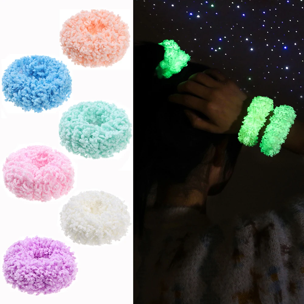 

Fashion Colorful Girls Hair Accessories Luminous Hair Bands Scrunchies Hairband Plush Ponytail Headwear