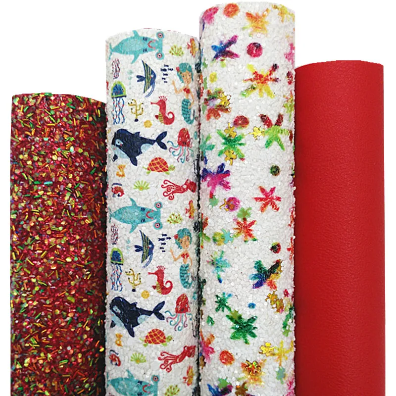 Красная объемная блестящая кожа с акулами искусственная войлочная подкладка